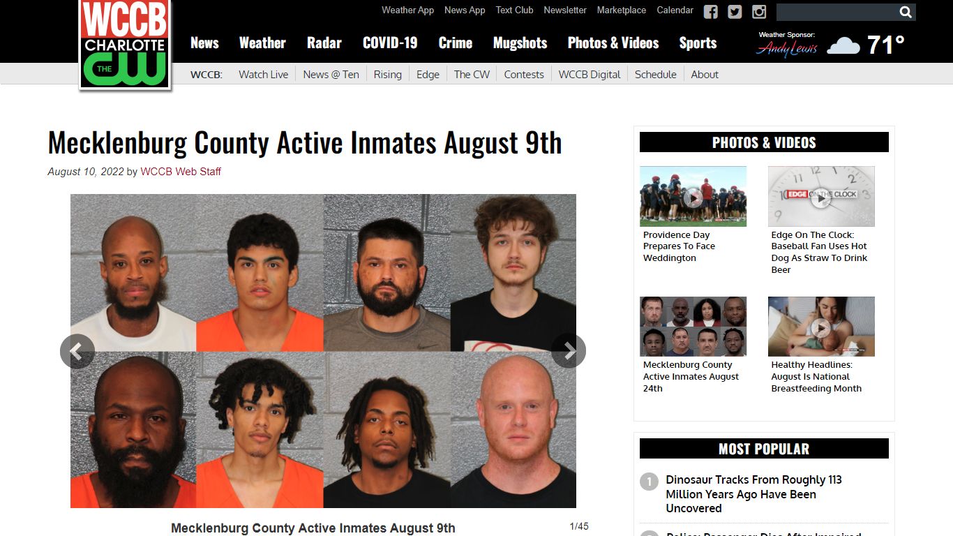 Mecklenburg County Active Inmates August 9th - WCCB Charlotte's CW